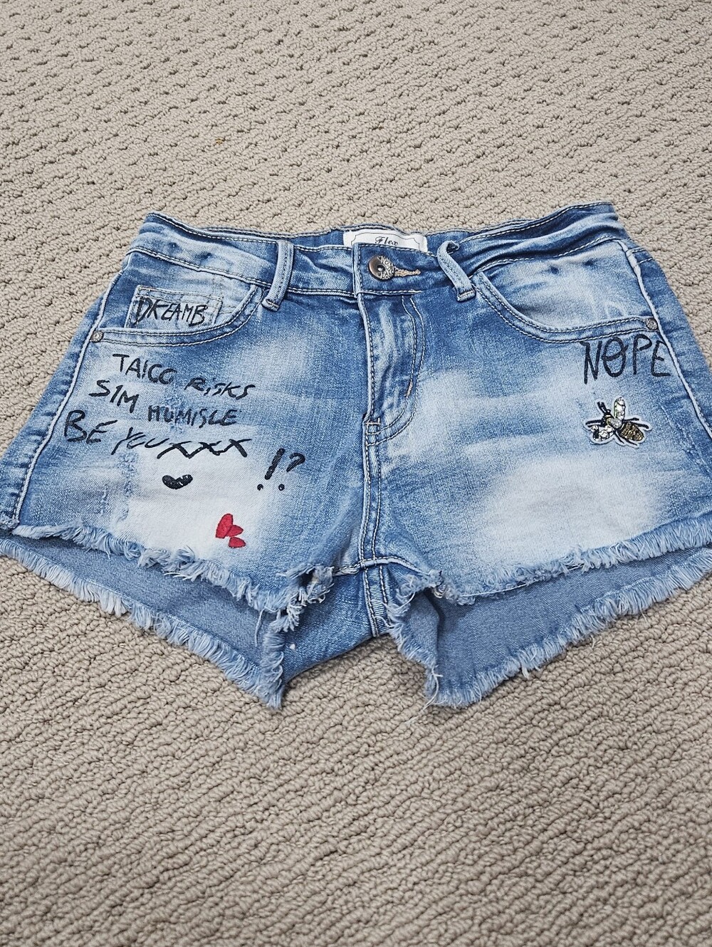 Never Worn Catalina Light Blue Denim Jean Shorts with Graphic Accents